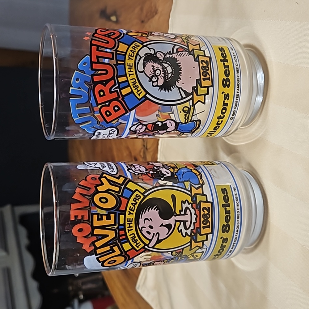 Vintage Olive Oyl and Brutus drinking glasses